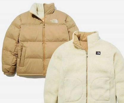 Куртка двустороння TNF(The North Face). Барашек. Бежевый цвет. Демисезонная - размер 2XL