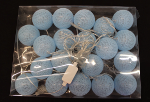 Хлопковые фонарики "ГОЛУБЫЕ", 20 LED, 3 м.