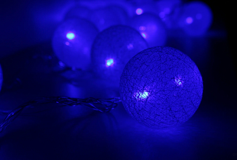 Хлопковые фонарики "ГОЛУБЫЕ", 20 LED, 3 м.