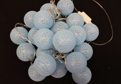 Хлопковые фонарики "ГОЛУБЫЕ", 20 LED, 3 м.