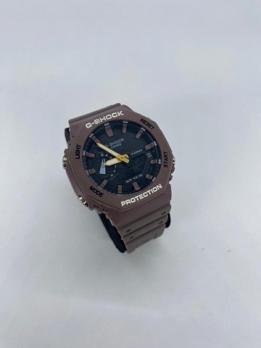 Наручные часы G-Shock Casio коричневые с черным циферблатом и желтой стрелкой