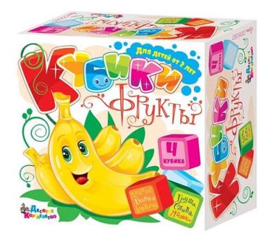 Пластмассовые кубики «Фрукты», 4 шт