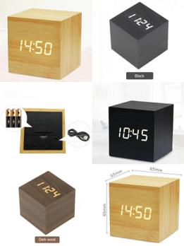 Настольные деревянные квадратные часы 6,5х6,5х6см