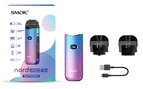 POD система SMOK Nord 50 Kit, Cyan Pink Cobra